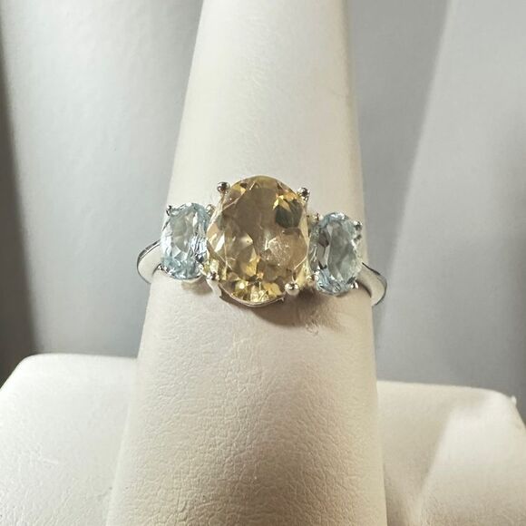 NWOT Light Citrine with accent Blue Topaz ring in sterling silver! - Picture 10 of 10